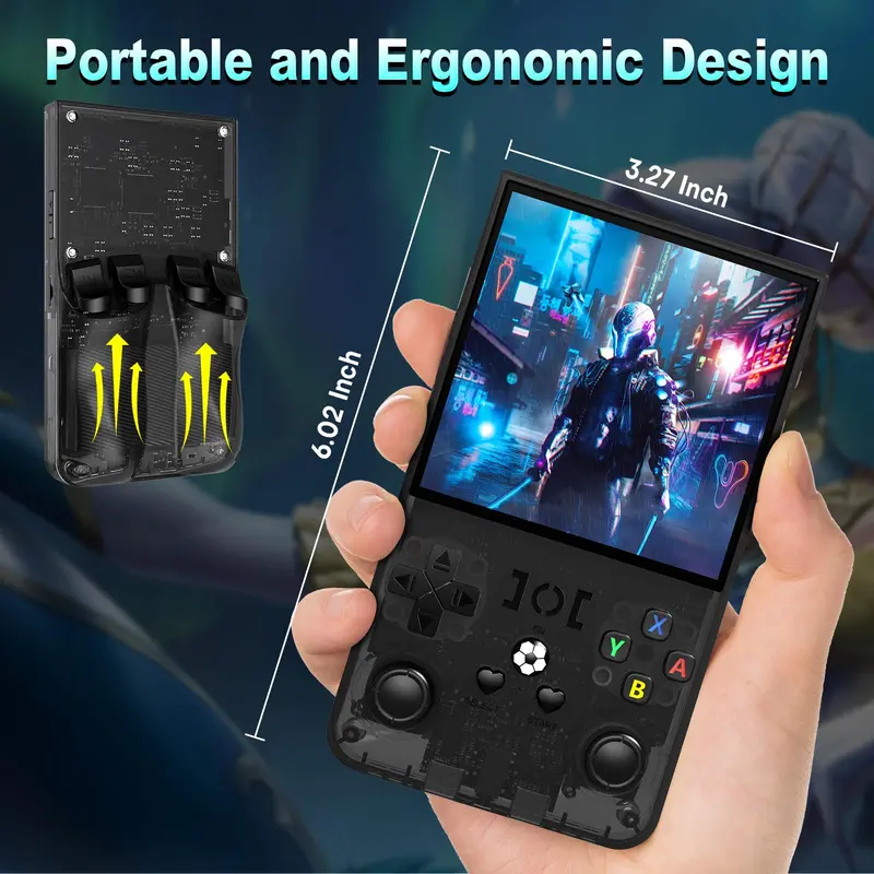 2025 New Retro Handheld Console R36max, 4-inch Large IPS Screen,4000mAh Battery,128G Memory Card,More Comfertable In-hand Design,Linux Open Source System,With Protective Case(nogame) 5