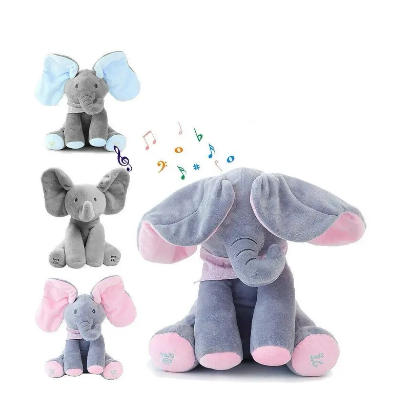 Peek-a-boo ,Singing Elephant Plush Toy with Moving Ears for Baby Gift - Cute Stuffed Animal 2
