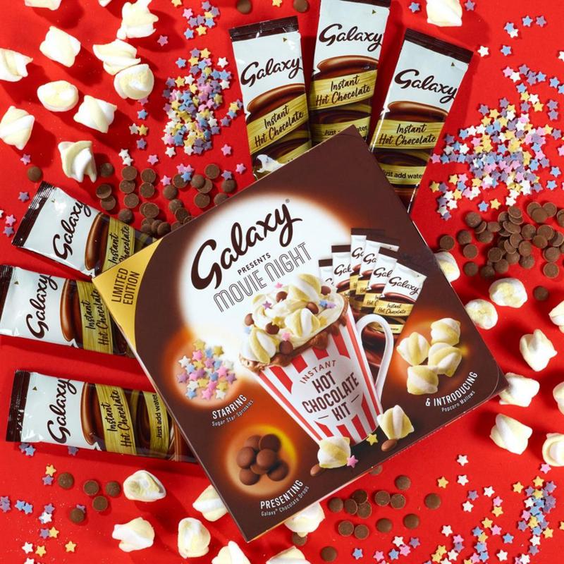 Movie Night Hamper - Galaxy Hot Chocolate Gift Set, Microwave Popcorn - Hot Chocolate Mix, Chocolate Drops, Marshmallows, Sprinkles - Birthday Hamper, Movie Night Box, Family Hamper, Snack Hamper 7
