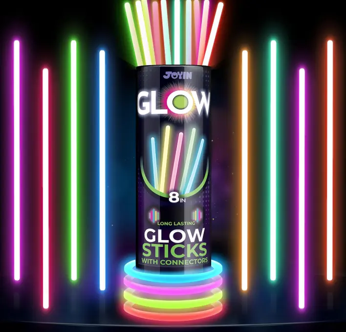 JOYIN 100 Pcs Glow Sticks Bulk 20cm Glowsticks, Glow Stick Bracelets Necklaces, Glow in the Dark Supplies, Accessories, Easter, Christmas, Halloween Party Supplies Pack