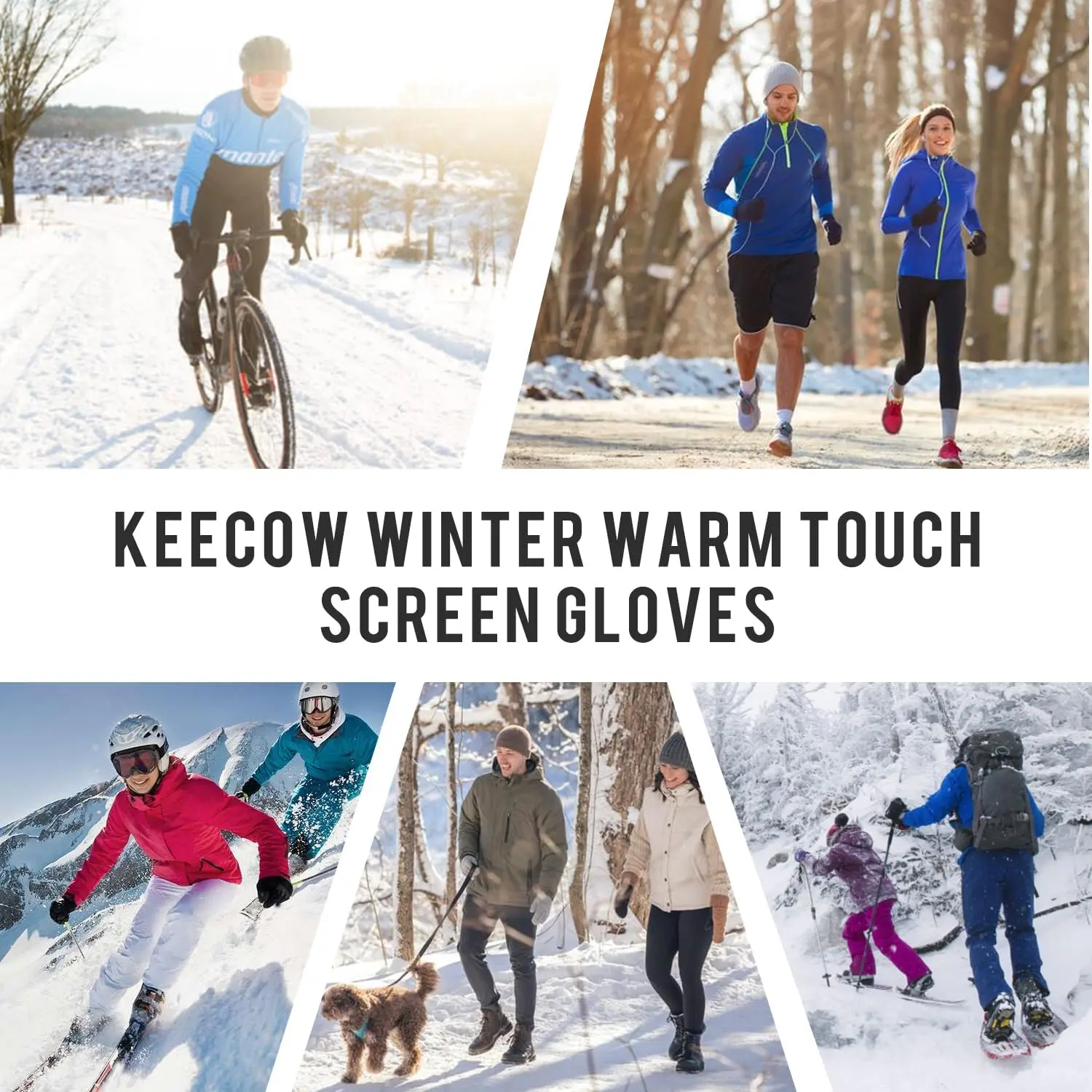 Men's and Women's Thermal Knit Touchscreen Gloves with Fleece Lining for Running and Skiing