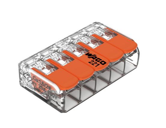 WAGO 221-415 Series (5 Lever) Connectors, Box of 25 0