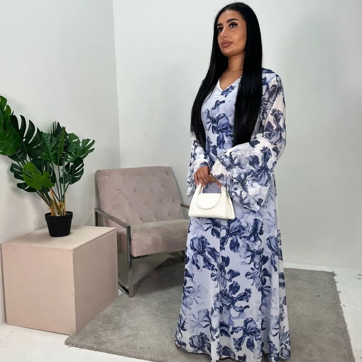 Ladies Premium tie back floral lined summer modest dress onesize Uk 6-16 long dresses