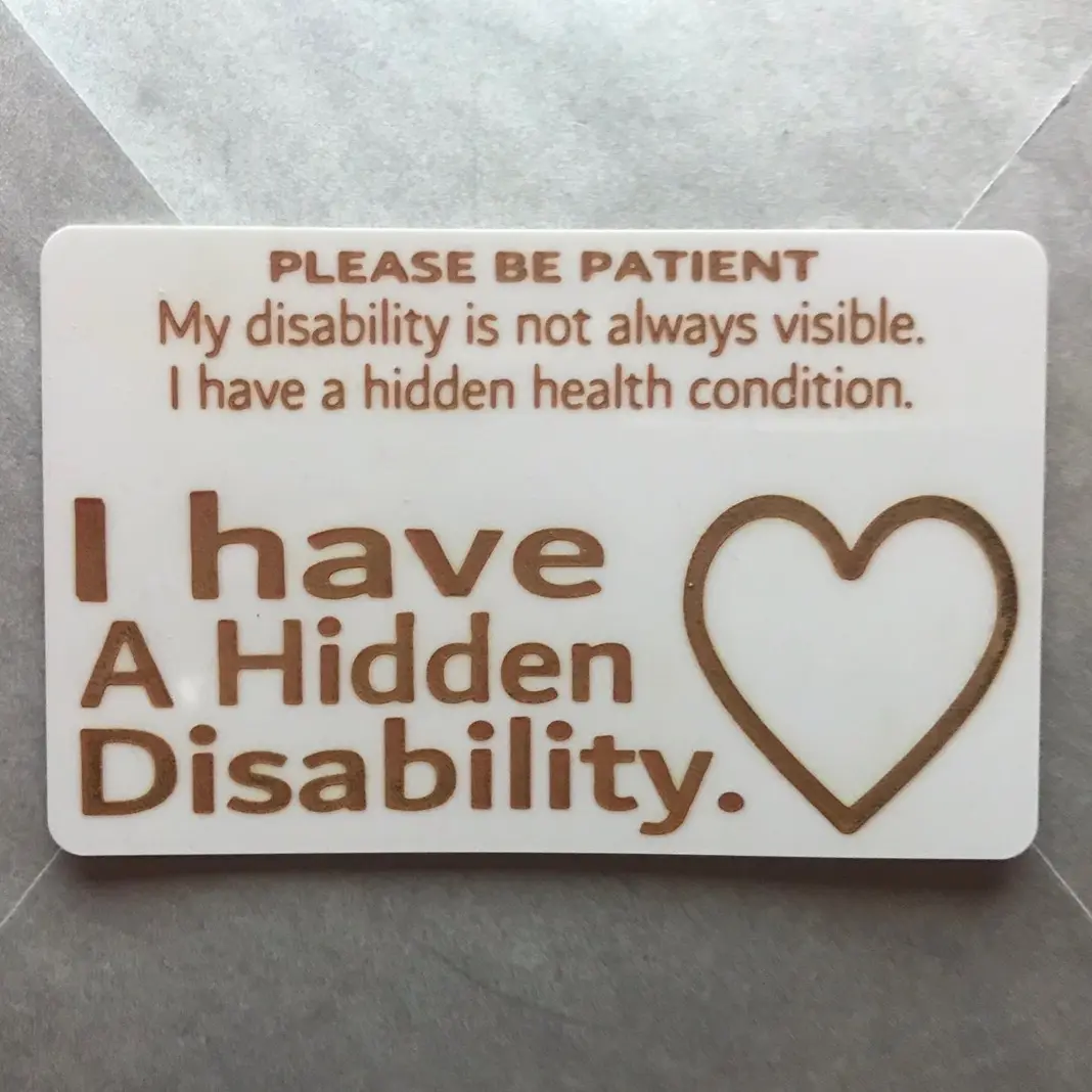 Hidden Health Condition Disability Awareness Card My Disability is not Always Visible Hidden Health Condition Card Orange