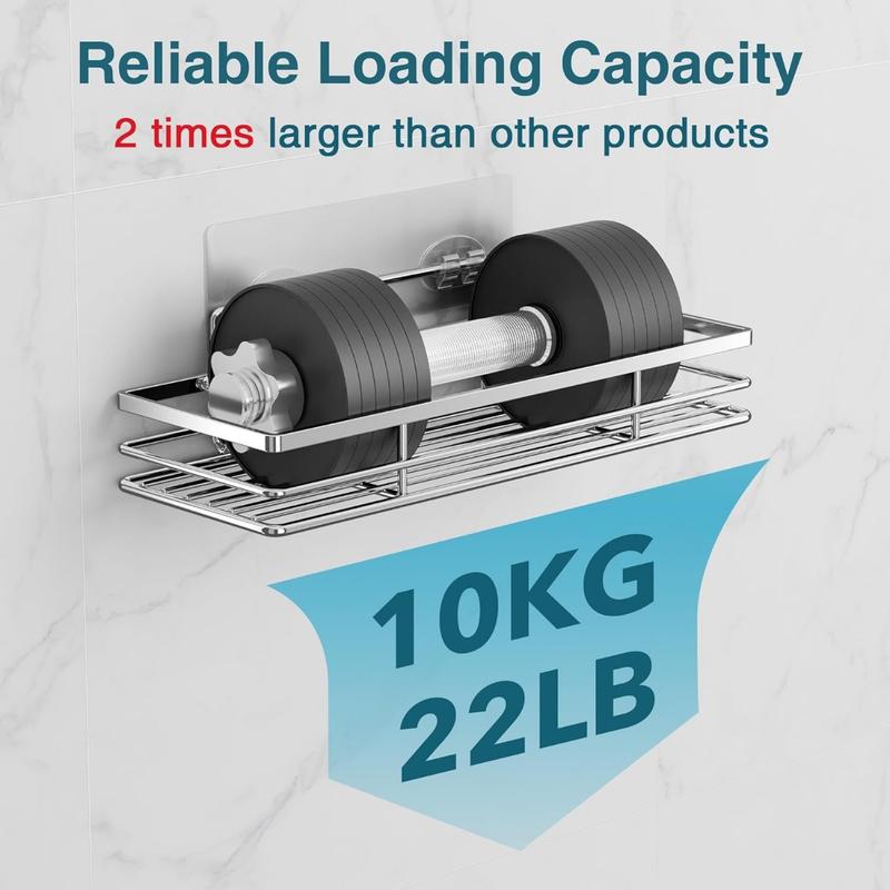 Product Introduction of Shower Caddy 2Pack No-Drilling Organiser Bathroom Caddy Shower Storage Bathroom Shelf Rack Bathroom Accessory Shower Holder with Adhesive Silver 11.8 x 4.3‘’ 2