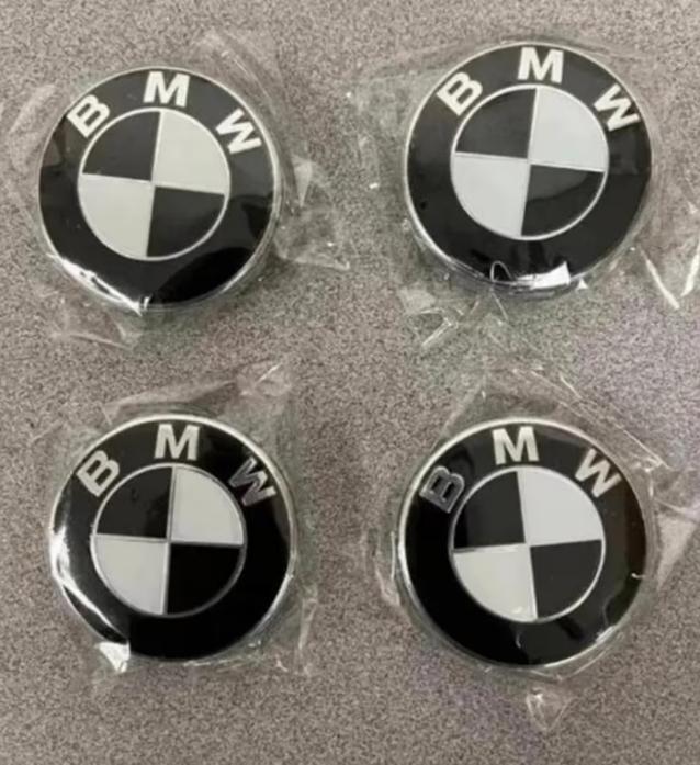 BMW Black & White Center Hub Alloy Wheel Caps 68mm Set Of 4 PCS 1
