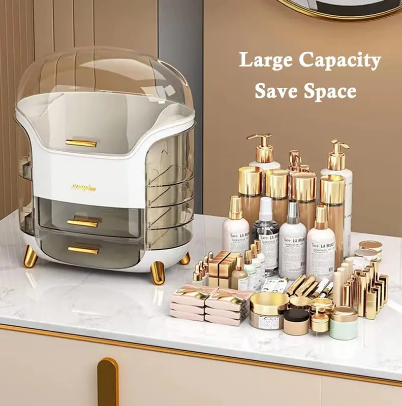 Multi-Function Makeup Storage Organiser, Skincare Organiser Drawers Beauty Holder Cosmetic Jewelry Organisers for Bedroom, Dressing Table Organiser Dustproof Waterproof vanitybox cosmetics organiser  storage makeupbox corrosive resistant with drawers 2