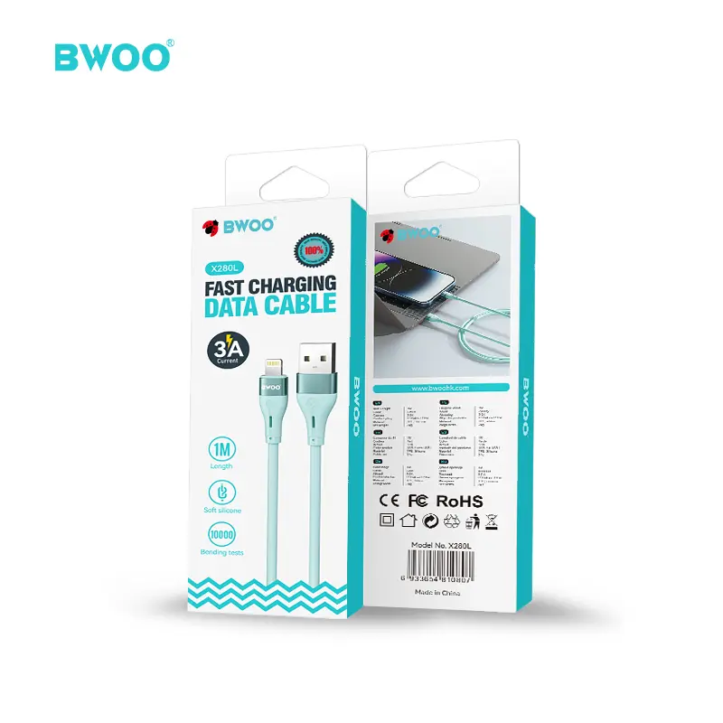 Minimalist Silicone Data Cable X280L (Lightning) Electronic Smartphone Cellphone Mobile Cable Charger Charging 3
