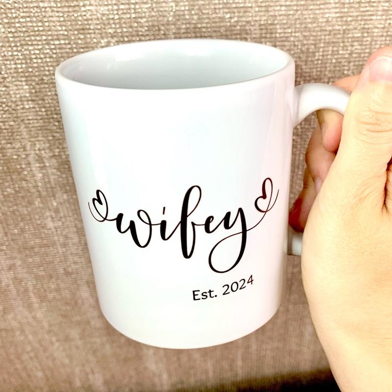 Wifey & Hubby mugs, newlywed gifts, wedding gifts for bride and groom, wedding anniversary mugs 3