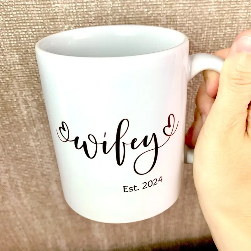 Wifey & Hubby mugs, newlywed gifts, wedding gifts for bride and groom, wedding anniversary mugs 3