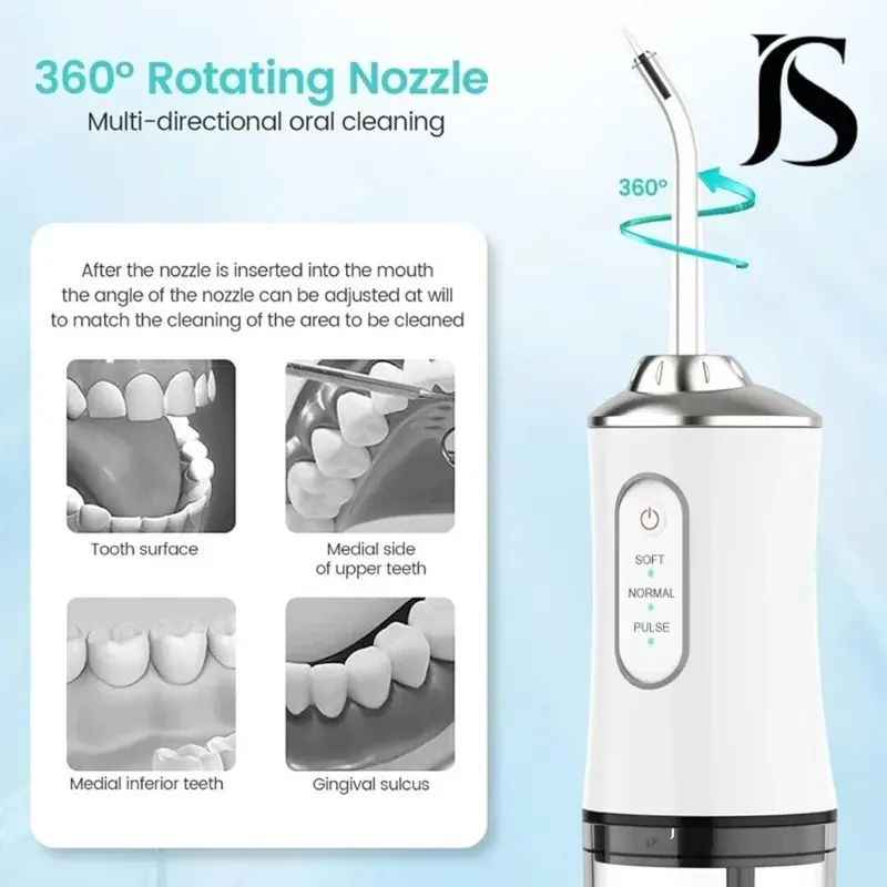 Cordless Dental Water Flosser Oral Irrigator Teeth Cleaner with Jet 4 Tips Floss Cleansing 7