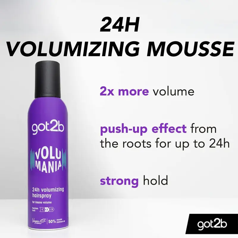 got2b Volumania Bodifying Hair Mousse, 24 hour Volumizing Hold 250ml 2