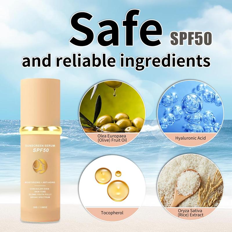 4 in 1 Foundation Liquid - Concealer and Moisturizer - Sunscreen Serum SPF50 - Color Changing Foundation Light Spectrum - UVA/UVB Protection, Hydrating & LongLasting Makeup Moisturizing 5