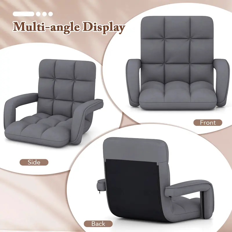 COSTWAY Floor Gaming Chair for Adults with Back Support and Adjustable 6-Position 1