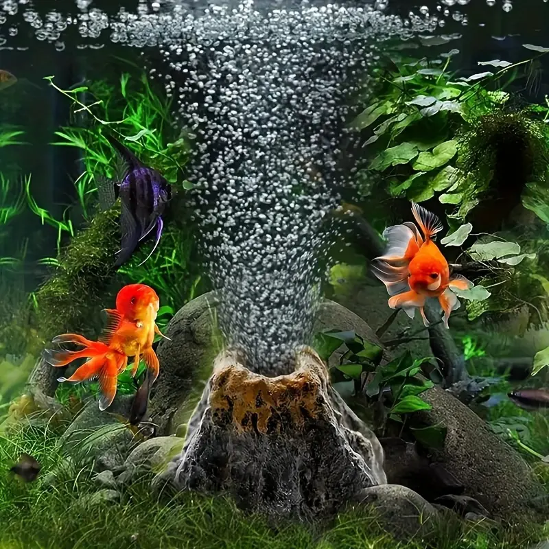 E&I     1 Piece ABS Material Volcano Aquarium Decor - Bubbling Stone for an Active and Aesthetic Aquatic Habitat, Boosting Oxygenation in Small Tanks, Fish - Friendly and Suitable for All Aquatic Pets 1