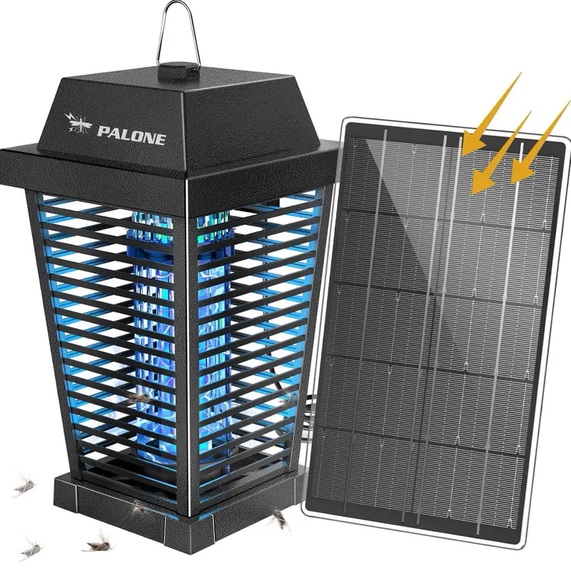 PALONE Solar Fly Killer 4500V Fly Zapper Two Charging Modes of Solar & Type-C Electric Bug Zapper with Fireproof ABS Material for Garden Outdoor and Indoor Electric Insect Killer for Mosquitoes 0