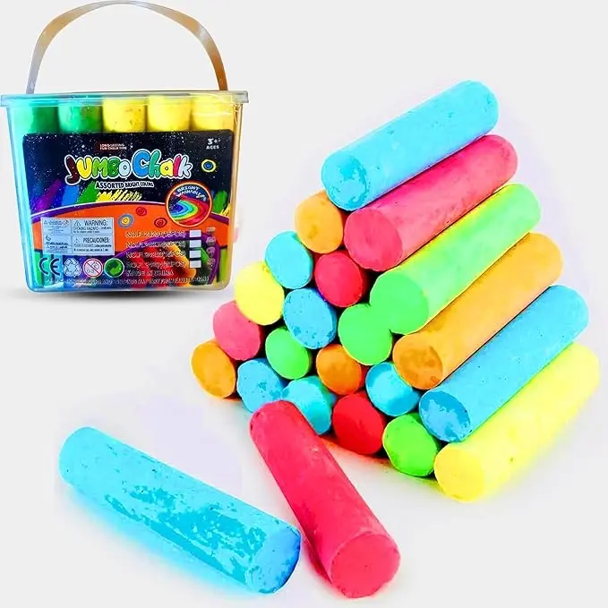 15 PCS Washable Jumbo Sidewalk Chalk Set - Non-Toxic Chalk for Schools, Outdoor Art, Chalkboard & Playground - Jumbo Chalk for Kids' Creative Play, Painting, Writing & Drawing