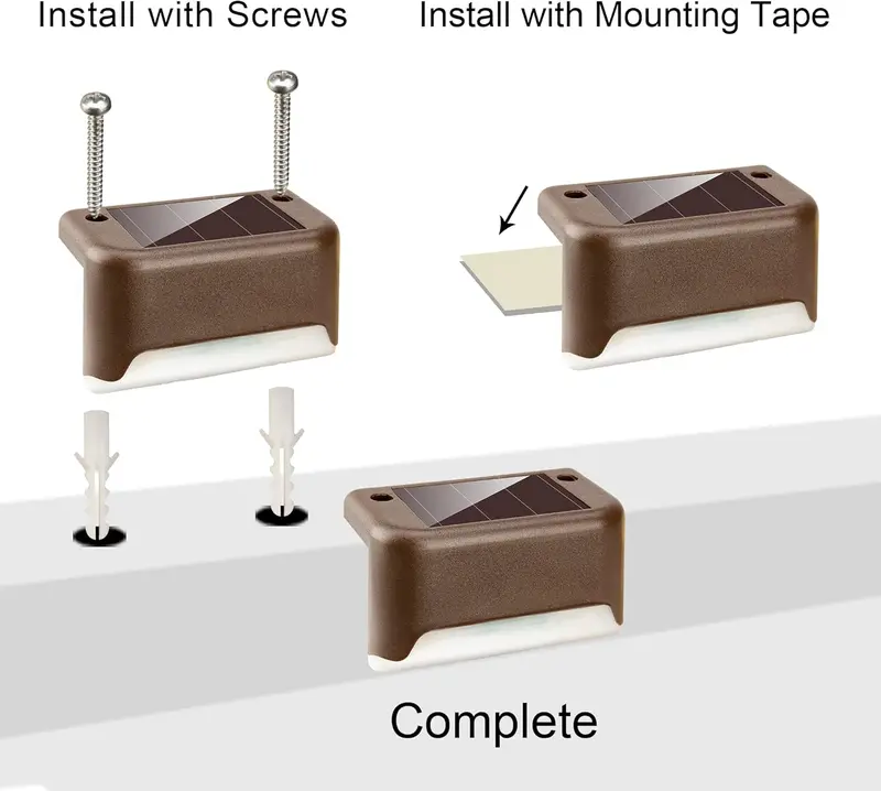 GIGALUMI Solar Garden Lights Outdoor, 12 Pack Solar Fence Lights, Solar Deck Lights Waterproof for Stairs, Deck, Fence, Yard, Patio, Gutter, Pathway, Decoration(Brown,Warm White) [Energy Class A] 5