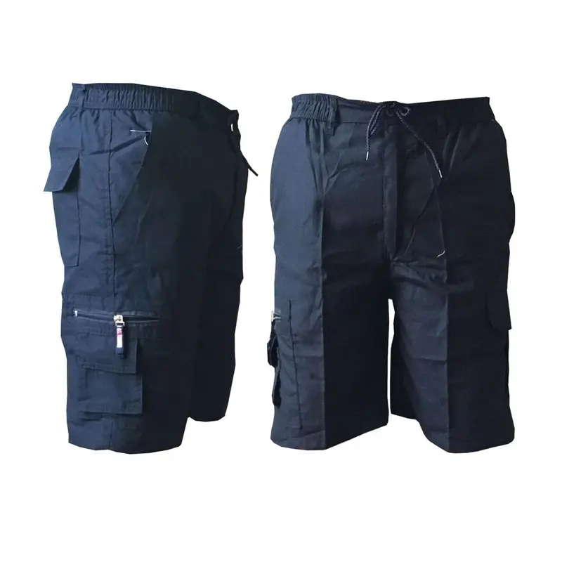 New Men's Elasticated Lightweight Cargo Combat Cotton Causal Shorts Pants Bottoms Plain Casual 2
