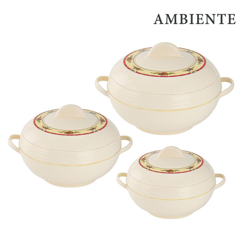 SQ Professional Ambiente Insulated Hot Pot Set 3pc Cookware Stainless Steel Handles Indoor Outdoors Warmer Casserole Set Stove 0