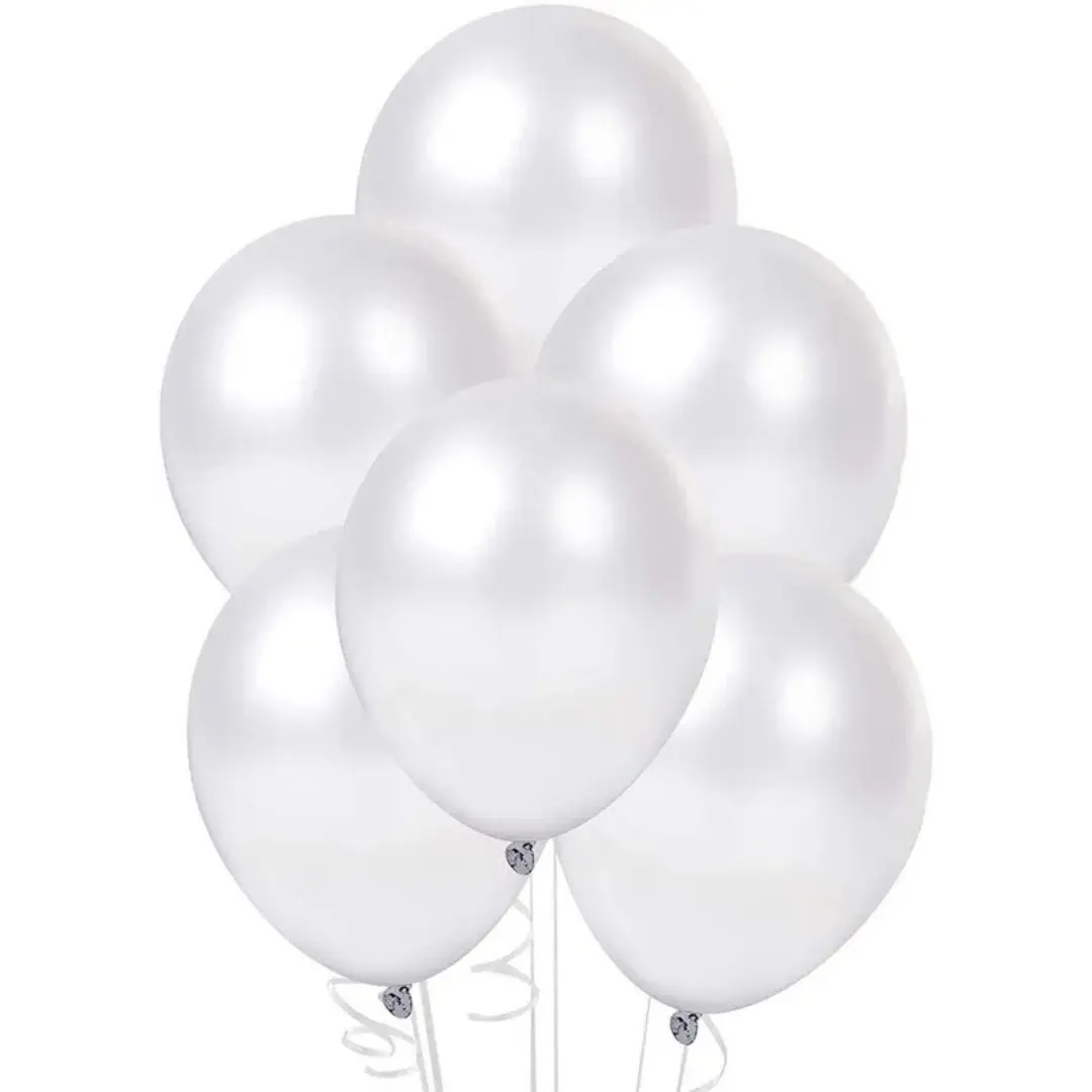 12 Pack White Metallic Balloons - Perfect for Parties and Celebrations