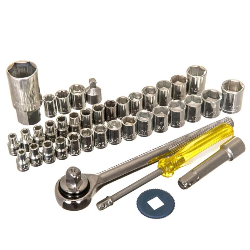 40 pieces / 40 pcs Socket Set 1/4" & 3/8" Drive Metric Imperial Sockets Ratchet Driver in Case 1