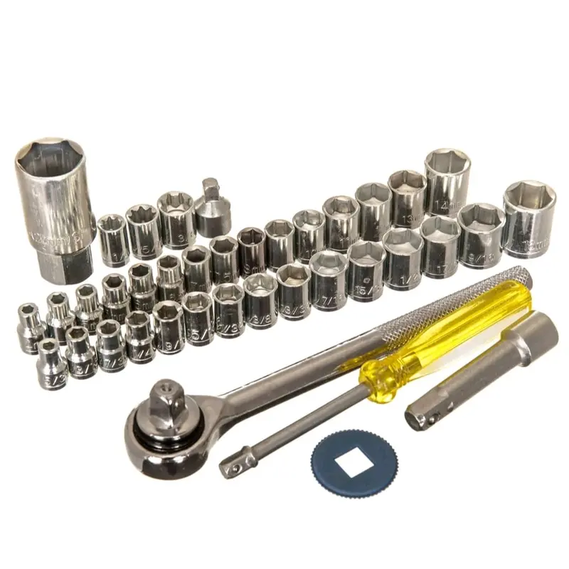 40 pieces / 40 pcs Socket Set 1/4" & 3/8" Drive Metric Imperial Sockets Ratchet Driver in Case 1