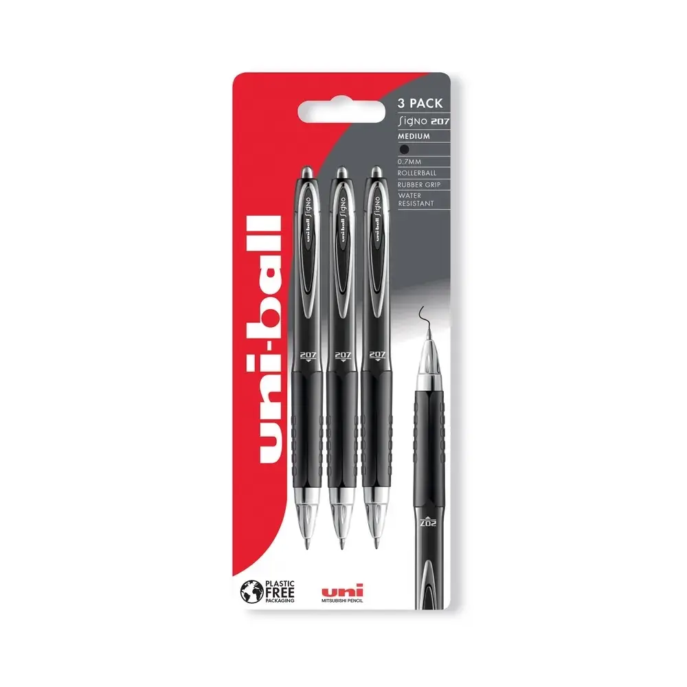Uniball Signo 207 Writing Pens - Pack of 3 new