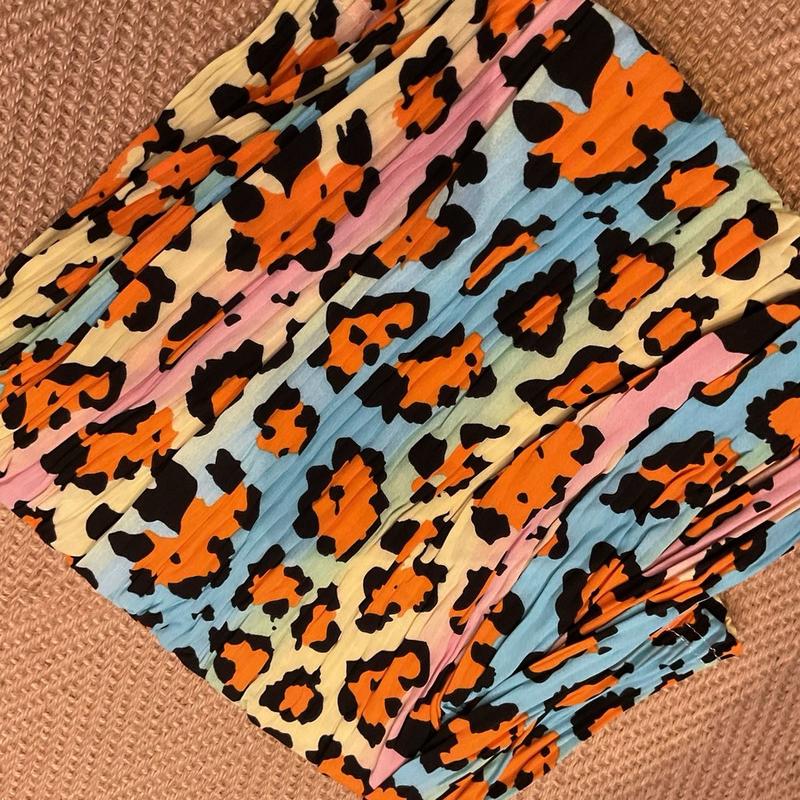 CW Multicolour Leopard Plisse Pleated Bottoms Comfortable Womenswear Trouser casual holiday 2