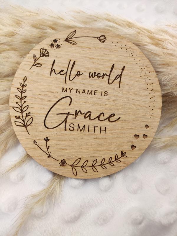 Personalised Wooden Name Plaque Baby Announcement Sign Children's Bedroom Decor 2