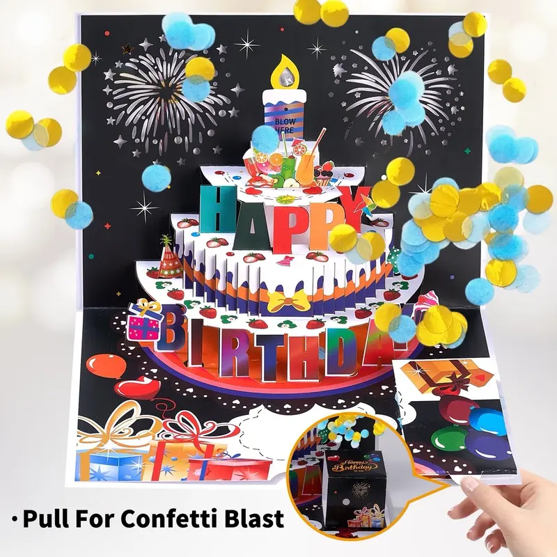 Birthday Popup Greeting Card with Lights, Music, and Candle Gift Bracelet 8