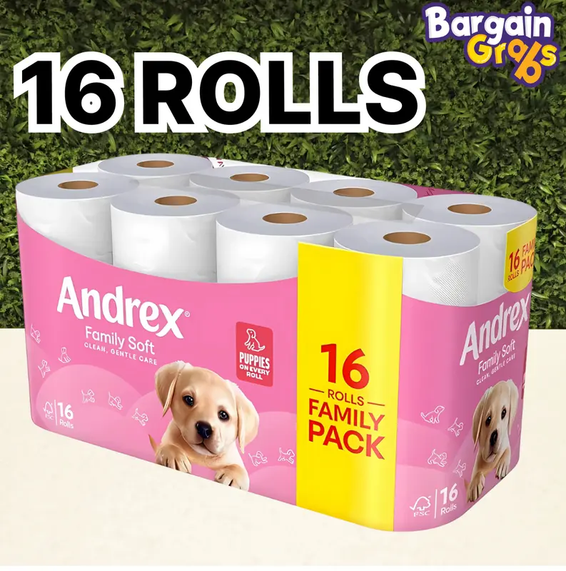 Andrex Gentle Clean Toilet Rolls – 16 Rolls | Soft, Strong & Gentle on Skin Tissue 1