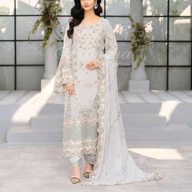 ORIGINAL BRANDED 3PC READY-MADE LUXURY EMBROIDERED PARTY WEAR KARMA CHIFFON COLLECTION Womenswear Formal 7