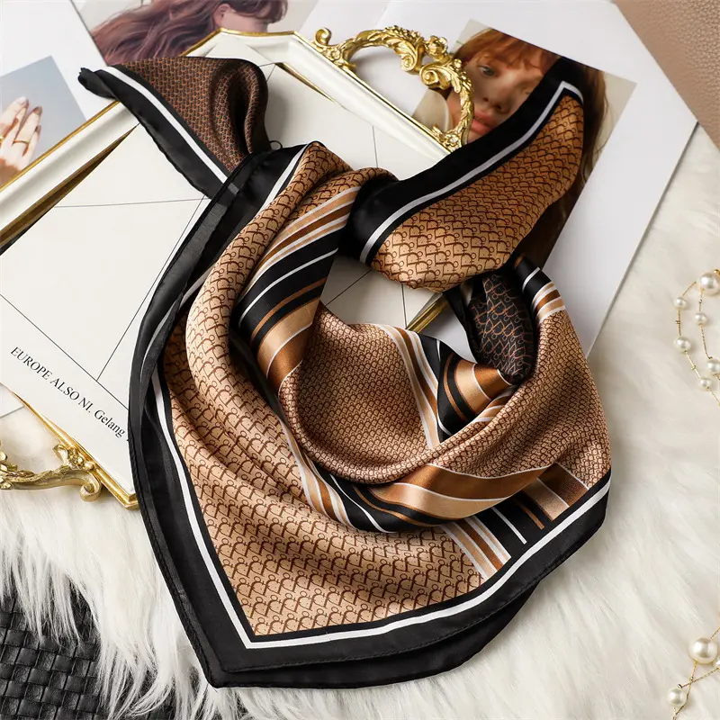 2025 Fashion Luxury Brand Women's Satin Square Scarf, Neck Tie, Hair Bandana, Headkerchief, Shawl Wrap, Hijab Echarpe 6