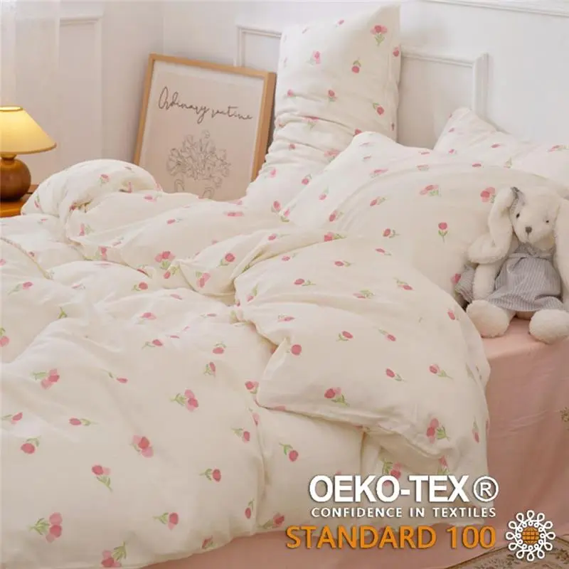 Double Duvet Cover Set Floral Bedding Modern Comforter Cover with Zipper Closure and 2 Pillowcases 4