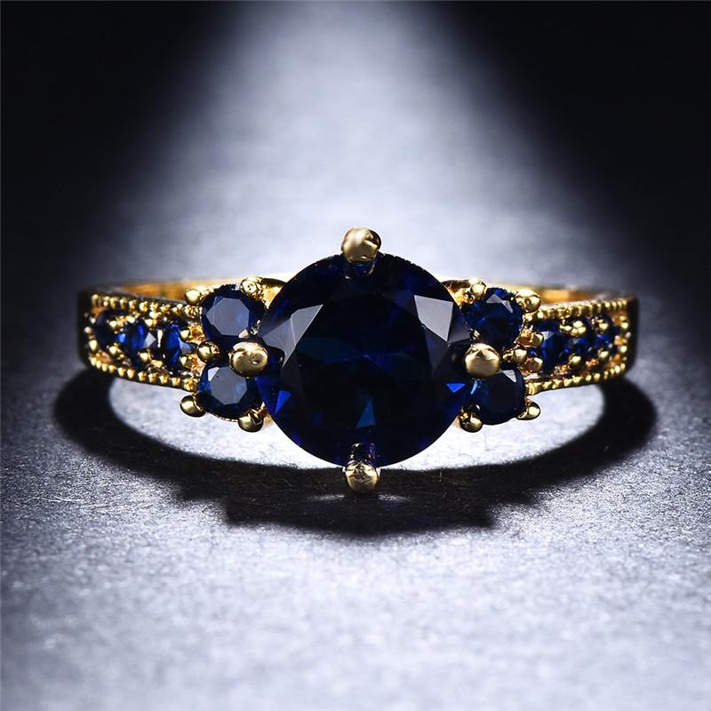 Product Introduction of Boho Purple Pink zirconia Ring Round Cut 18k Gold Plated Wedding Engagement Evening Party Ring 10