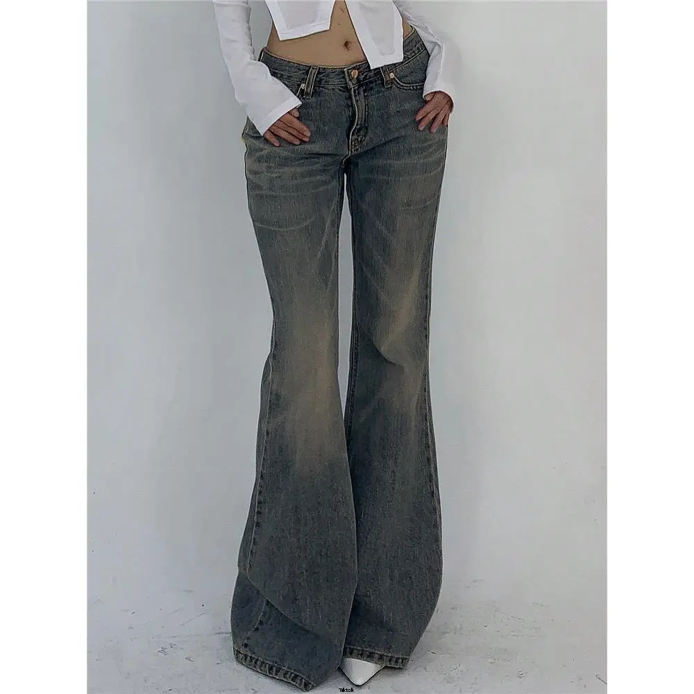 Jeans Legs Flared Low Rise Casual DAZY Women's Washed