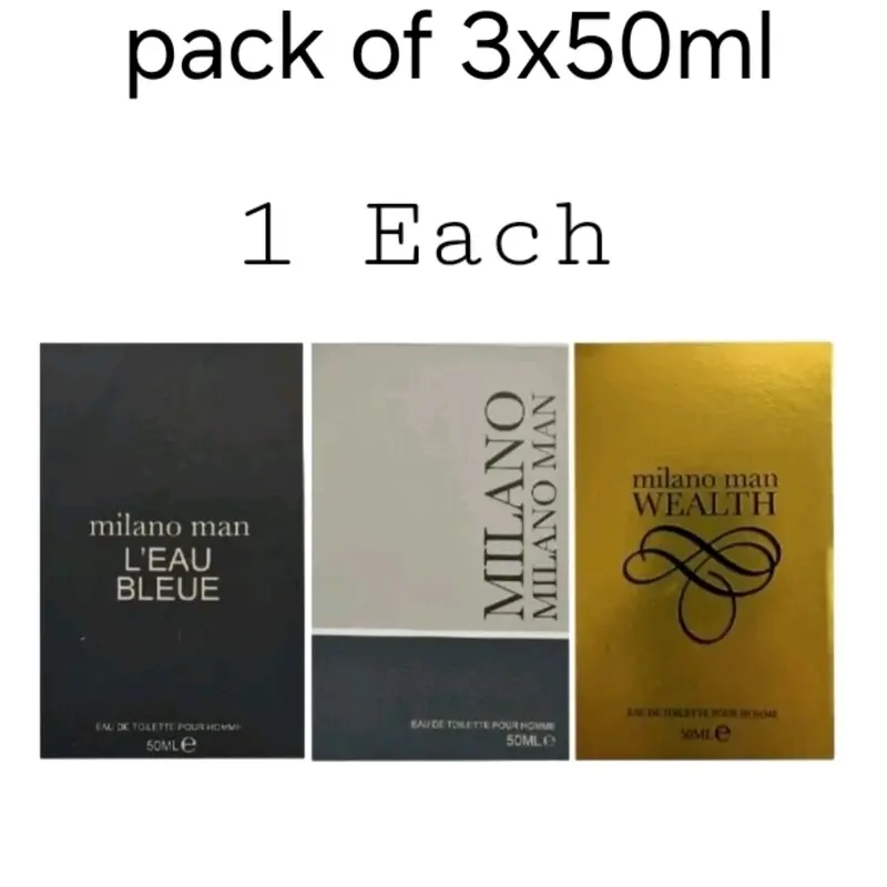 Millano Man Fragrances 3x50ml - Wealth, Milano Man, L'eau Bleue 0