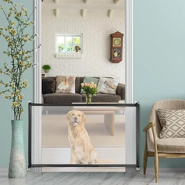 Pet Magic Gate 110  72cm Portable Baby Safety Guard Gate Folding Mesh Small Dog Fence Enclosure for Indoor Outdoor Stair Hall Doorway