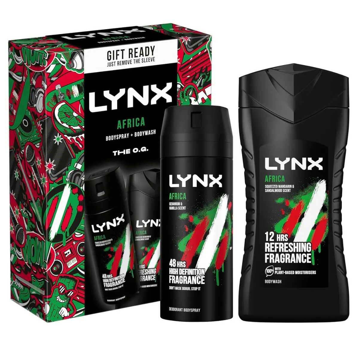 LYNX AFRICA DUO GIFT SETLYNX Africa Body Wash 225 ml and Deodorant Body Spray 150 ml Body Care Fragrance