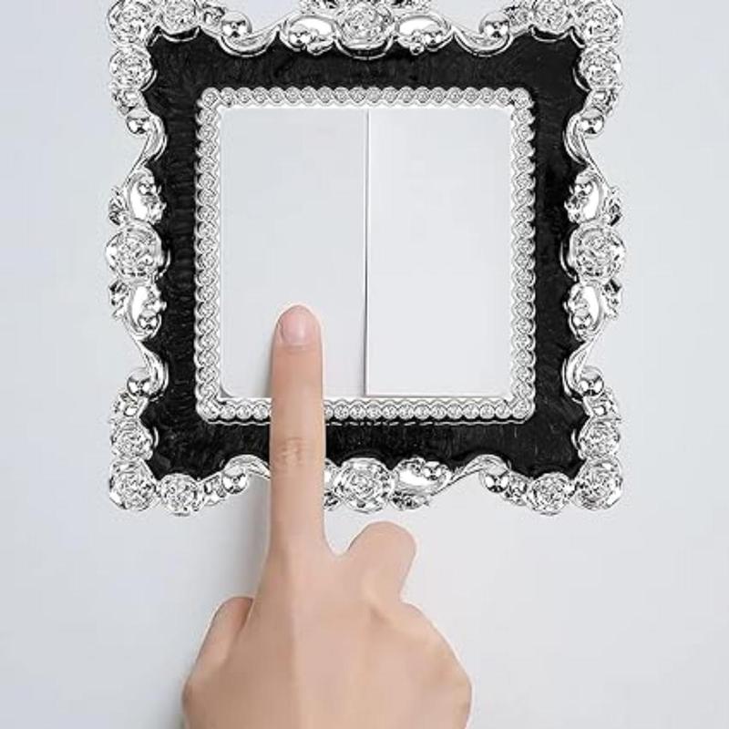 Light Switch Sticker- 2 Pcs Square Plastic Switch Surround Protective Cover Plate Rhinestone Wall Socket Stickers Decorations for Home, Living Room, Office (White) Decorative Gift Smooth Tiles Sticker surge protector Ornaments 3