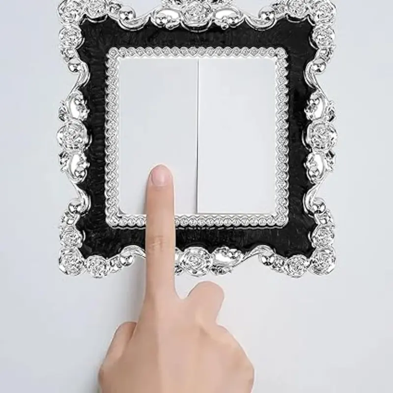 Light Switch Sticker- 2 Pcs Square Plastic Switch Surround Protective Cover Plate Rhinestone Wall Socket Stickers Decorations for Home, Living Room, Office (White) Decorative Gift Smooth Tiles Sticker surge protector Ornaments 3