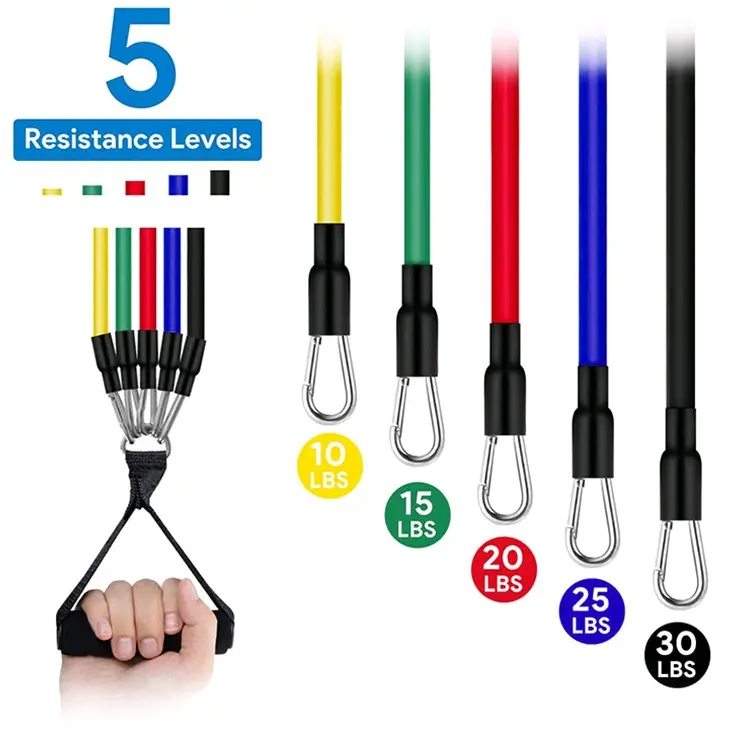 Portable Fitness Equipment 11pcs/Set Pull Rope with Ankle Strap, Chest Expander and Elastic Exercise Band 1