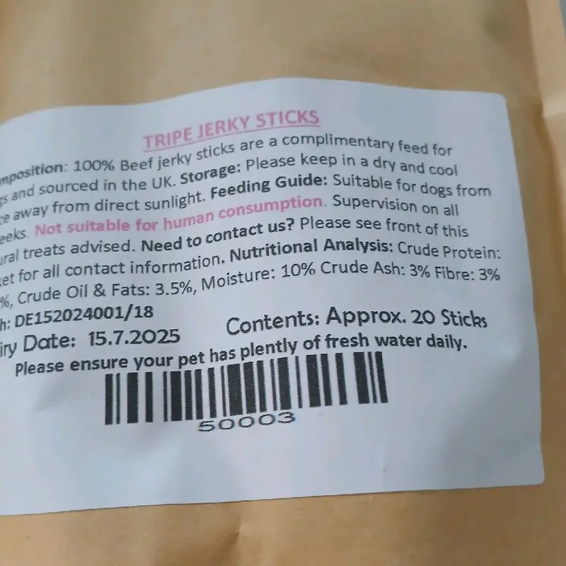 Tripe jerky sticks Approx 20 stick per pack dog snacks 2