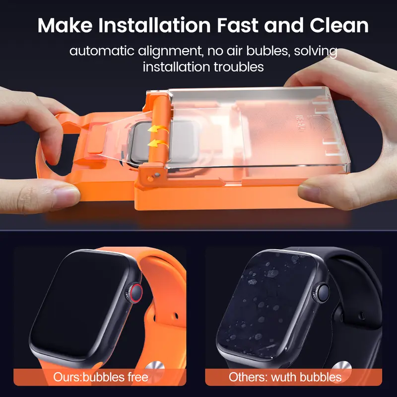 CrystalArmor 2Pack Ceramic Film Material Screen Protector for Apple Watch Series Easy Installation Bubbles Free Smooth Touch Anti-Shock HD Clear Full Coverage Protection BlackFriday Wearable Automatic Protective Shockproof 2