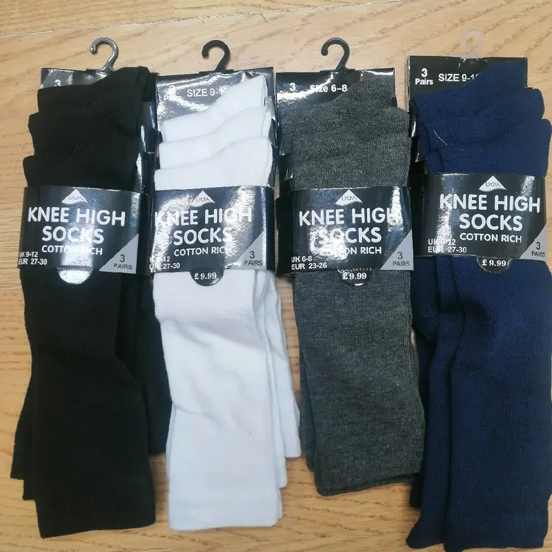 back to school knee high socks  3  pairs in each pack 4 colours 1