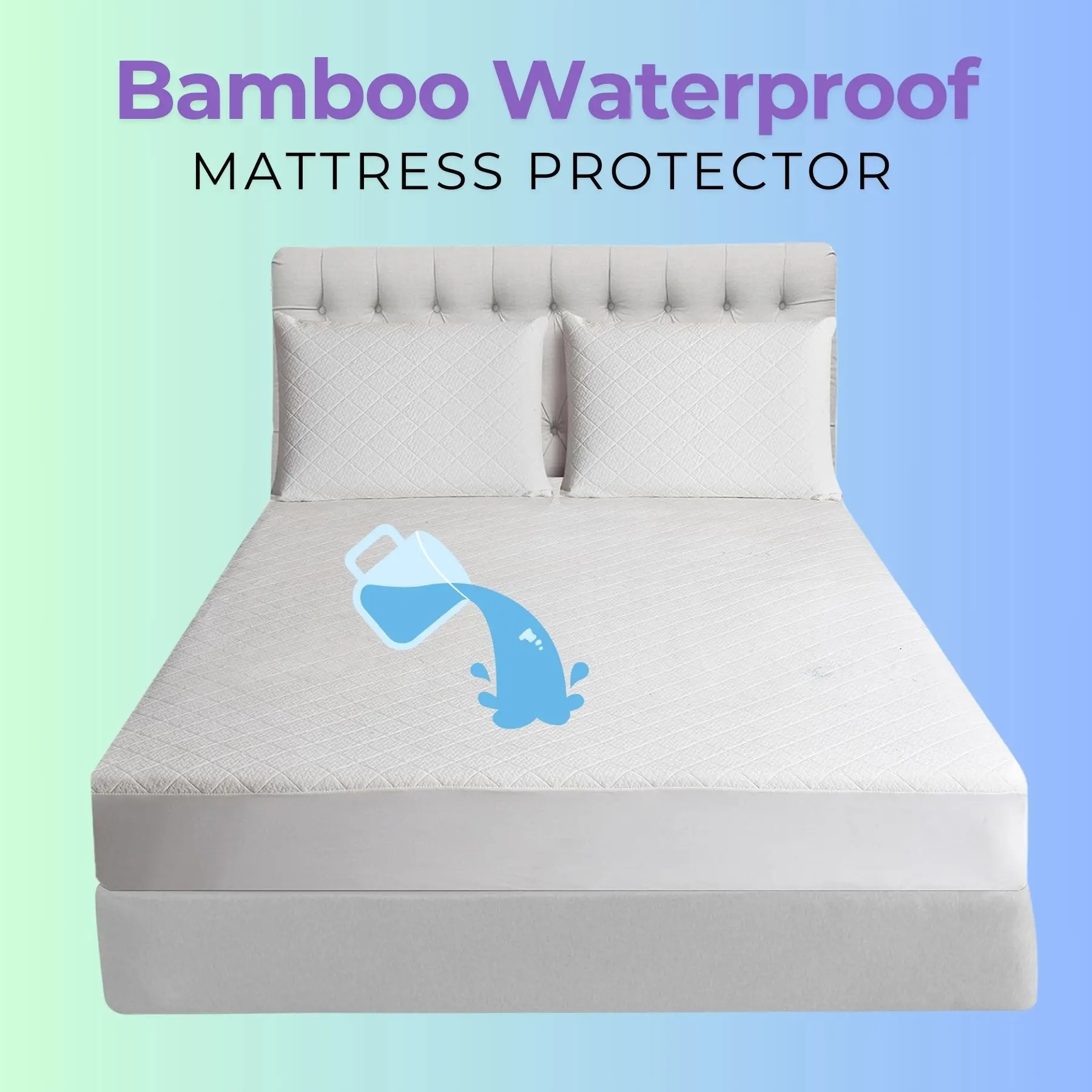 Bamboo Waterproof Mattress Protector, 30cm Extra Deep Fitted Mattress Cover, Breathable and Machine Washable mattress  protector matress comfy  mattresses waterproof  mattress  cover cute  bedding  sets mattress  cover waterproof  cover