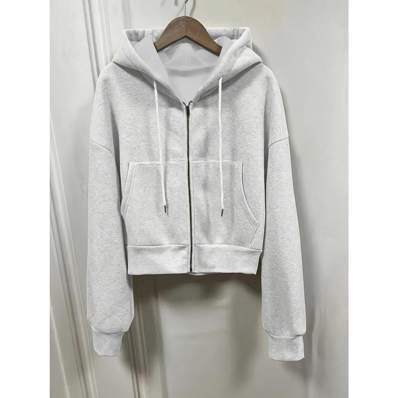 Cozy Drop Shoulder Hoodie - Fashion Hoodies with Kangaroo Pocket, Casual Zipper Long Sleeve Drawstring Sweatshirt, Soft Women's Clothing for Everyday Wear 5
