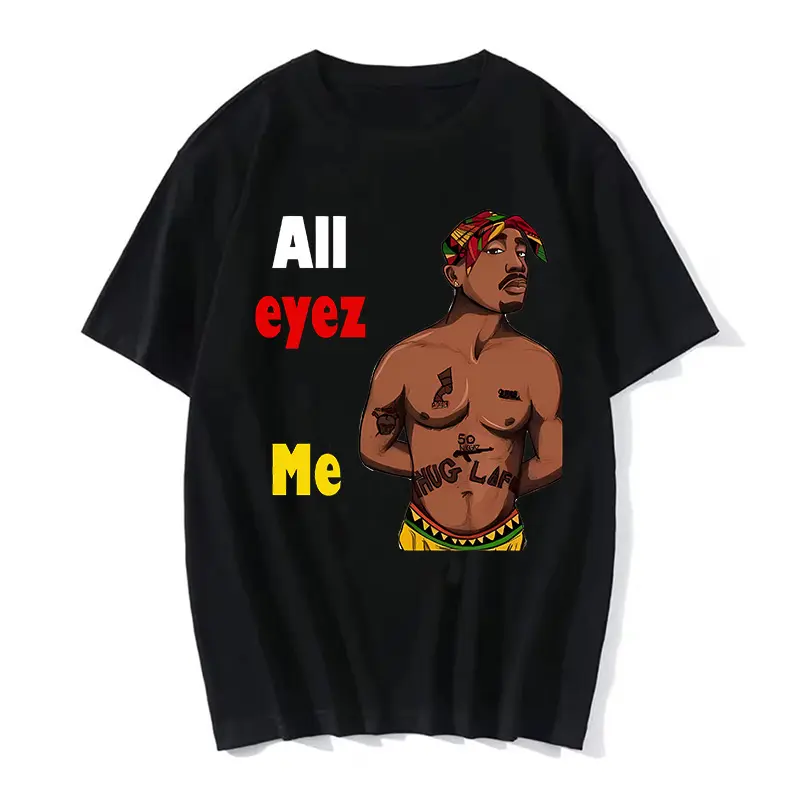 Summer Fashion T-shirt Rapper Tupac Top Hip Hop Street Wear Oversized Short Sleeve T shirt Men's And Women's Tshirts 8