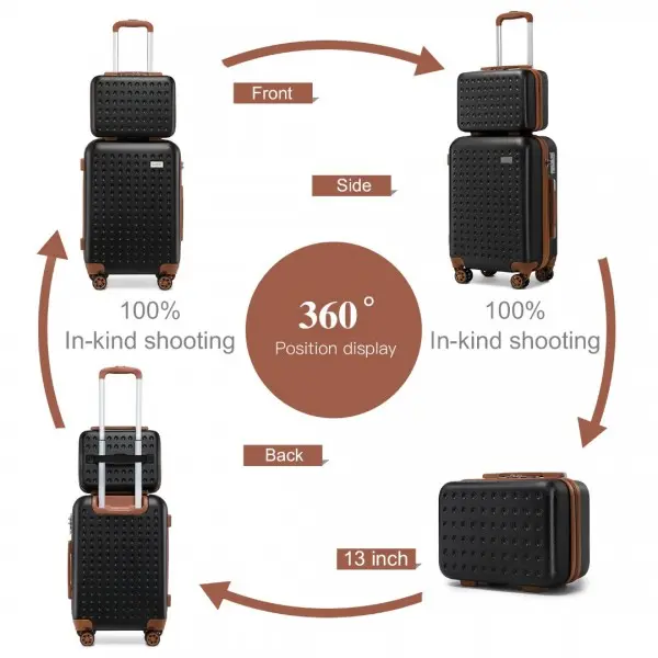 Kono 6 Piece ABS Travel Set with Hard Shell Suitcase Vanity Case Weekend Bag and Toiletry Bag suitcase bundle unbreakable tsa lock lugg 5